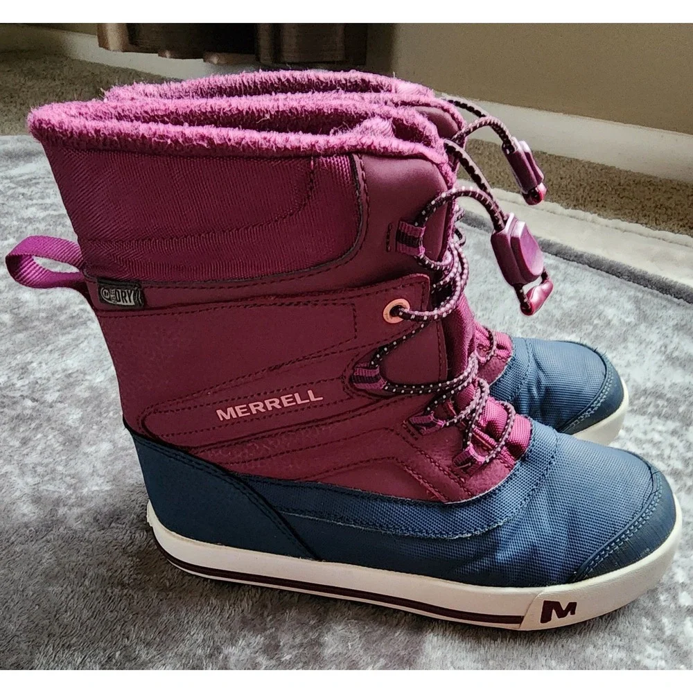 Merrell Girls Snow‎ Bank 2.0 WTRPF Winter Boots Pink Navy US 3 MK162106